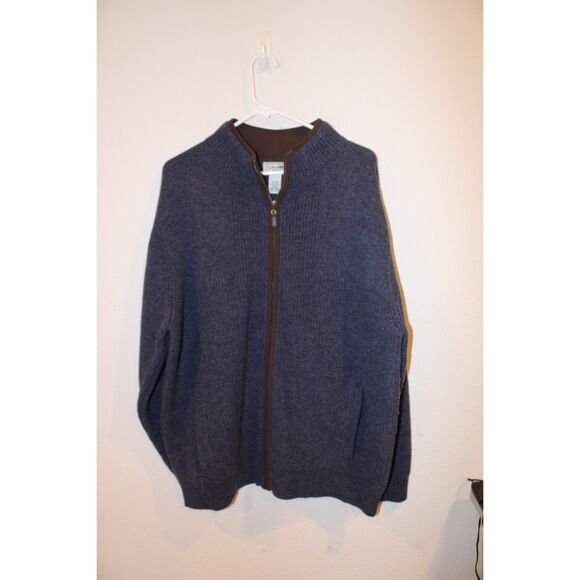 L.L. Bean Other - L.L.Bean Men's Waterfowl Sweater navy blue merino wool full zip size xlarge